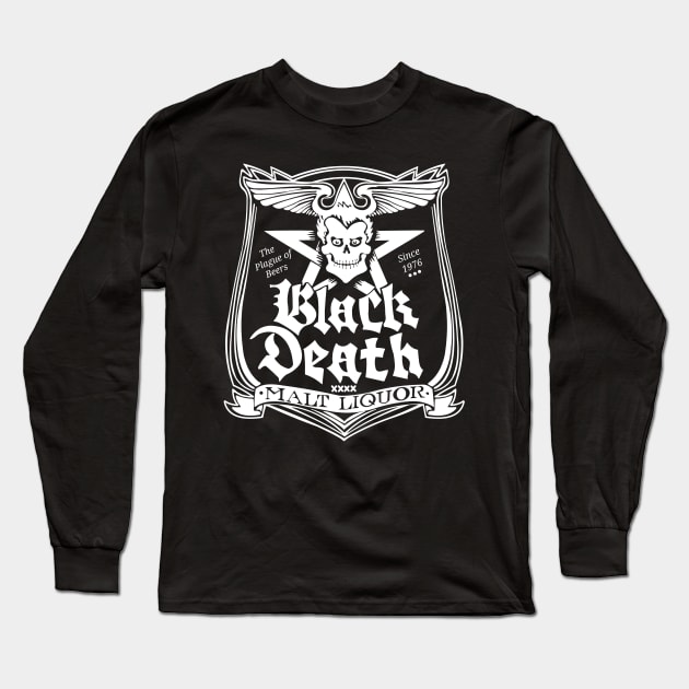 Black Death Malt Liquor Long Sleeve T-Shirt by Niko Neon